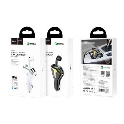 Casca bluetooth Hoco E47 + Încărcător auto QC 3.0, 18W, 2xusb
